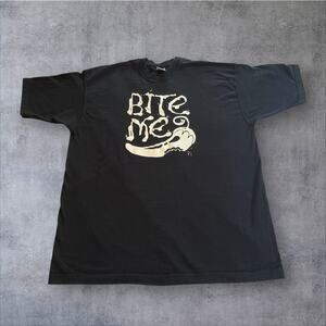 Vtg 90s Bite Me T Shirt Fruit of the Loom Lofteez Mens XXL Graphic T Made in USA